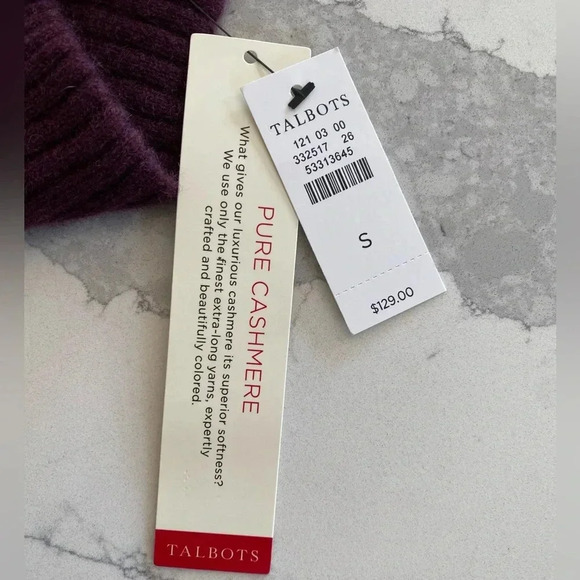 Talbots 100% Cashmere Ribbed Turtleneck Shell Sweater Burgundy Women’s Small NWT - Picture 14 of 15